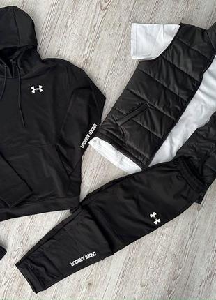 Мужской спортивный костюм under armor 5 в 1 худи + штаны + футболка + жилетка + носки2 фото