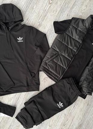 Мужской спортивный костюм adidas 5 в 1 худи + штаны + футболка + жилетка + носки