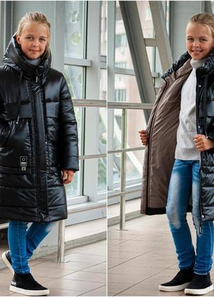 Зимова куртка підліткова, пальто на дівчинку від 10 років, зріст 134-164 | тепла подовжена курточка пуховик для підлітків на зиму