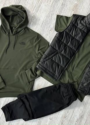 Мужской спортивный костюм the north face 5 в 1 худи + штаны + футболка + жилетка + носки