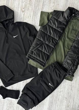 Мужской спортивный костюм nike 5 в 1 худи + штаны + футболка + жилетка + носки6 фото