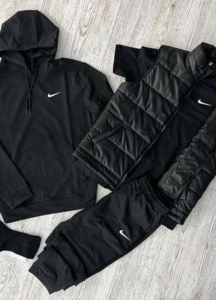 Мужской спортивный костюм nike 5 в 1 худи + штаны + футболка + жилетка + носки5 фото