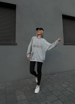 Женская кофточка свитшот свободного кроя oversize на флисе4 фото