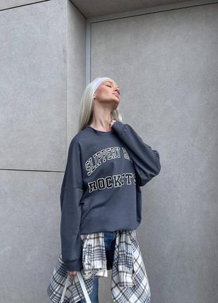 Женская кофточка свитшот свободного кроя oversize на флисе8 фото