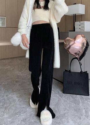 Стильні жіночі брюки з розрізами 🍂 (вельвет)