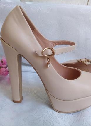 Туфли (босоножки) suzana эко-кожа на высоком каблуке (13,5 см) пудровые