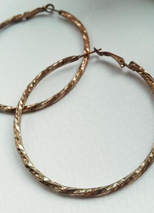 Сережки-кільця із золотистого металу, біжутерія2 фото