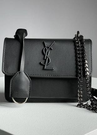 Чорна жіноча сумка yves saint laurent sunset mini chain