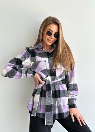 Трендова тепла жіноча сорочка в клітинку з турецького кашеміру