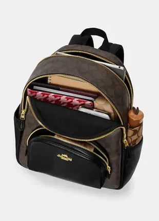 Оригинальный кожаный рюкзак coach court backpack in signature canvas3 фото