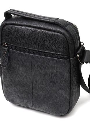 Вертикальная мужская сумка на плечо из натуральной кожи vintage 22148 черная2 фото