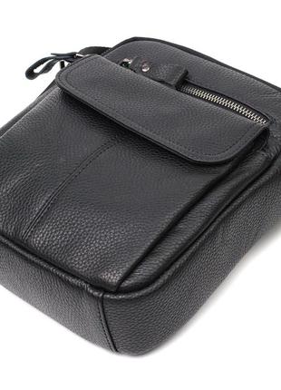 Вертикальная мужская сумка на плечо из натуральной кожи vintage 22148 черная3 фото