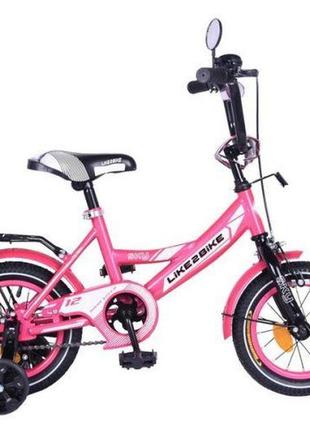 Велосипед дитячий 2-х коліс.12'' 211205(1 шт)like2bike sky, рожевий, рама сталь, з дзвінком, руч.гальмо,