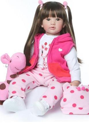 Силиконовая коллекционная кукла реборн reborn девочка лия ( виниловая кукла ) высота 60 см