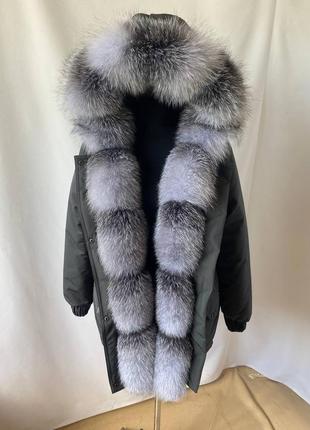 Жіноча зимова парка куртка пальто з натуральним хутром блюфрост із 42 по 58