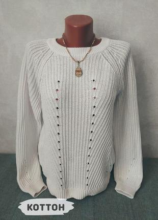 Коттоновий білий ддемопер светр кофта 46-48 розміру