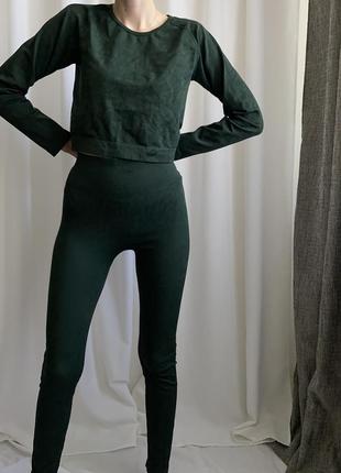 Безшовний спортивний костюм, комплект легінси і топ на довгий рукав workout4 фото