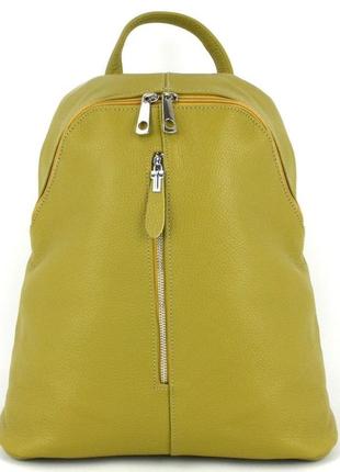 Кожаный женский рюкзак, натуральная кожа, 14 л желтый3 фото