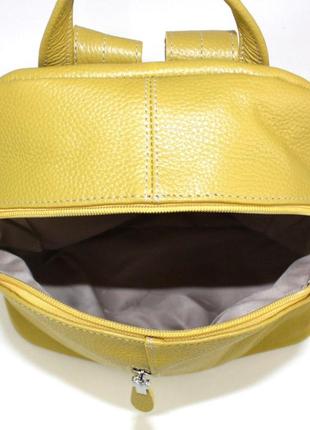 Кожаный женский рюкзак, натуральная кожа, 14 л желтый6 фото