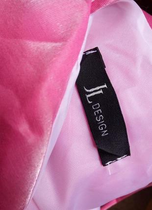 Атласное розовое вечернее / выпускное платье с шалью7 фото