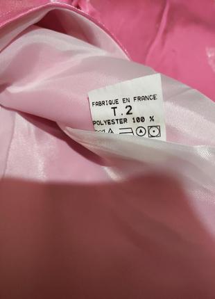 Атласное розовое вечернее / выпускное платье с шалью8 фото