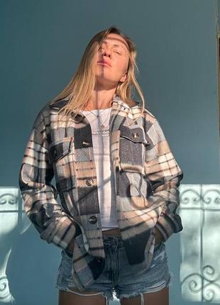 Жіноча мега тепла сорочка на байці «клітинка»