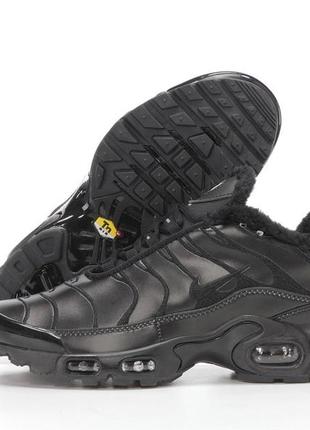 Зимові чоловічі кросівки nike air max plus tn+ black (хутро) 42-44