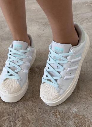Женские кроссовки adidas superstar beige blue 37-39-408 фото