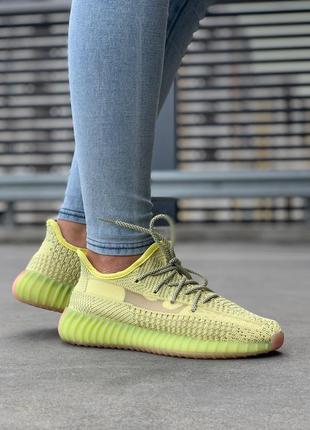 Кроссовки женские, мужские adidas yeezy boost 350, желтые (адидас изи буст, адидасы)5 фото