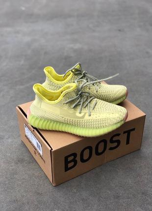 Кроссовки женские, мужские adidas yeezy boost 350, желтые (адидас изи буст, адидасы)2 фото