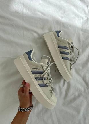 Женские кроссовки adidas superstar beige violet 36-37-38-39-405 фото