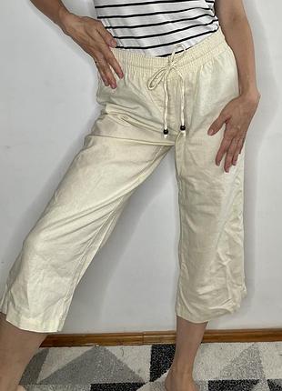 Лляні натуральні котонові бриджі кюлоти шорти
