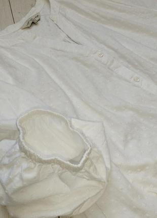 Белая фактурная блуза рукава фонарики, свободного кроя6 фото