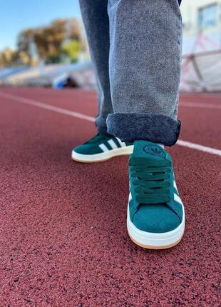 Adidas campus 00s dark green white1 фото