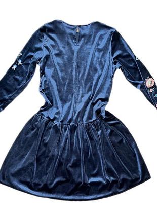 Платье женское / платье велюровое / платье мини / синее платье2 фото