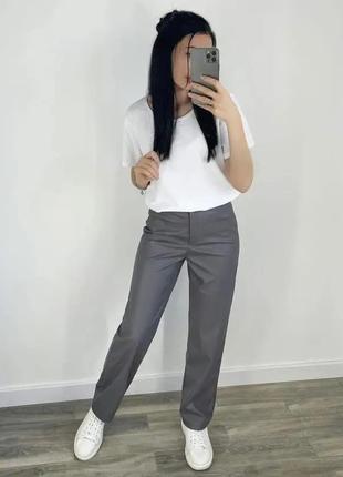 Прямые кожаные брюки женские 📌1 фото