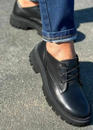 Стильные женские туфли броги натуральная кожа шнуровка цвет черный размер 41 (26,5 см) (42904)4 фото