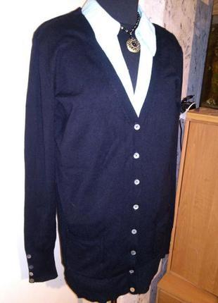 Угольно-чёрный,базовый кардиган-кофта с карманами,большого размера,intuition5 фото