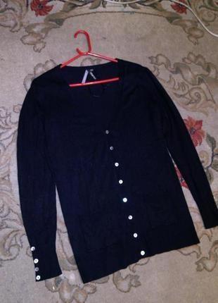 Угольно-чёрный,базовый кардиган-кофта с карманами,большого размера,intuition4 фото