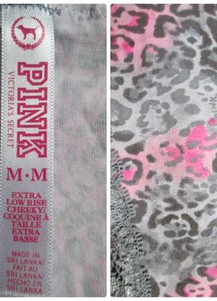 Шикарні трусики леопардовий принт з мереживом victoria's secret pink оригінал.6 фото