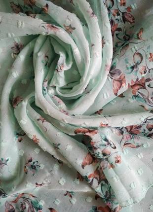 Распродажа, платок женский, осенний, шифоновый, 80 х 80 см, новый, цвет мятный3 фото