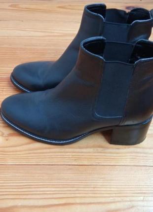 Чорні шкіряні ботінки черевики 39/ черные кожаные ботинки next1 фото