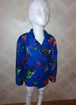 Синяя детская рубашка супергерои