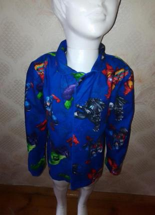 Синяя детская рубашка супергерои