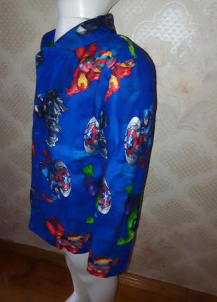 Синяя детская рубашка супергерои