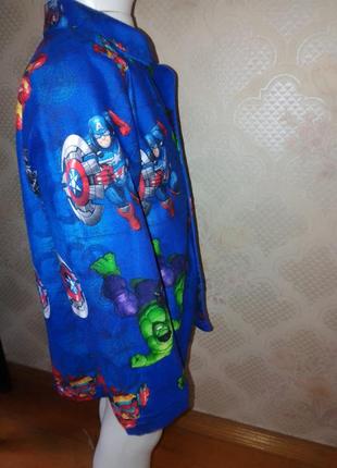 Синяя детская рубашка супергерои