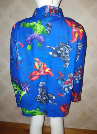 Синяя детская рубашка супергерои