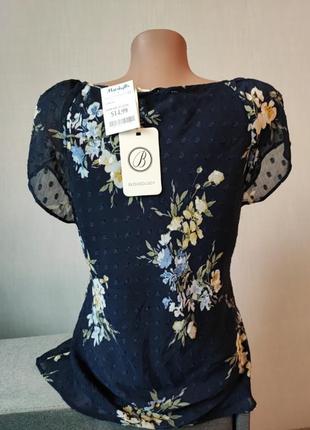 Блуза на короткий рукав в цветочки,р.s,новая4 фото