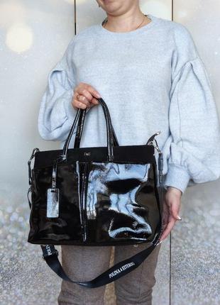 Лаковая сумка, замшевая сумка, большая кожаная сумка1 фото