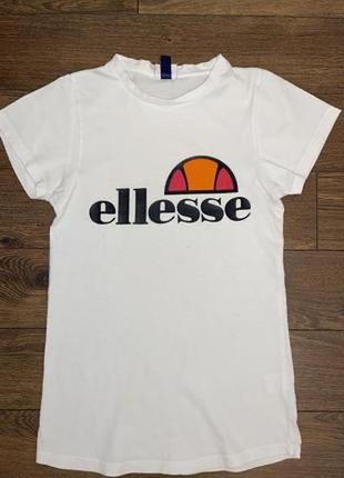 Стильна жіноча біла молочна подовжена футболка"ellesse",xs/s оригінал індія 100% бавовна5 фото